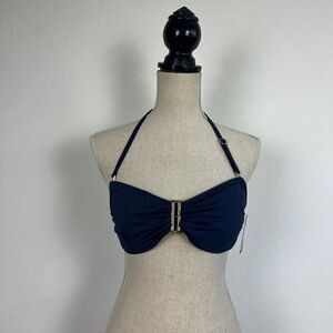 Tommy Hilfiger NWT Women's Halter Bandeau Bra Bikini Top Core Navy Size Medium